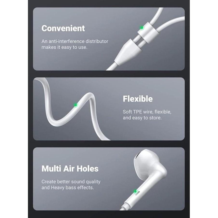 UGREEN Earphone Handsfree Iphone Lightning / Jack 3.5MM / Type C Ori