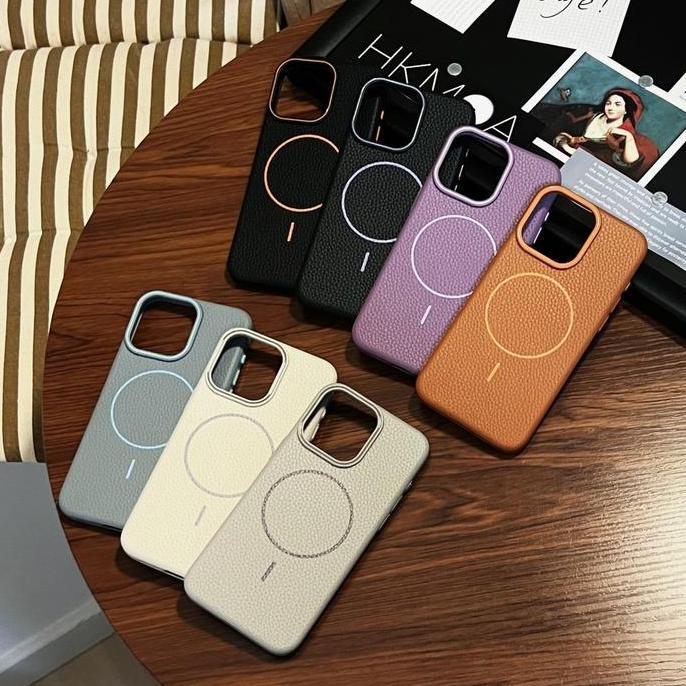 Soft Case Silikon PREMIUM Calfskin Luxury leather Magsafe Magnetic Wireless Charging Anti Tekstur Ku