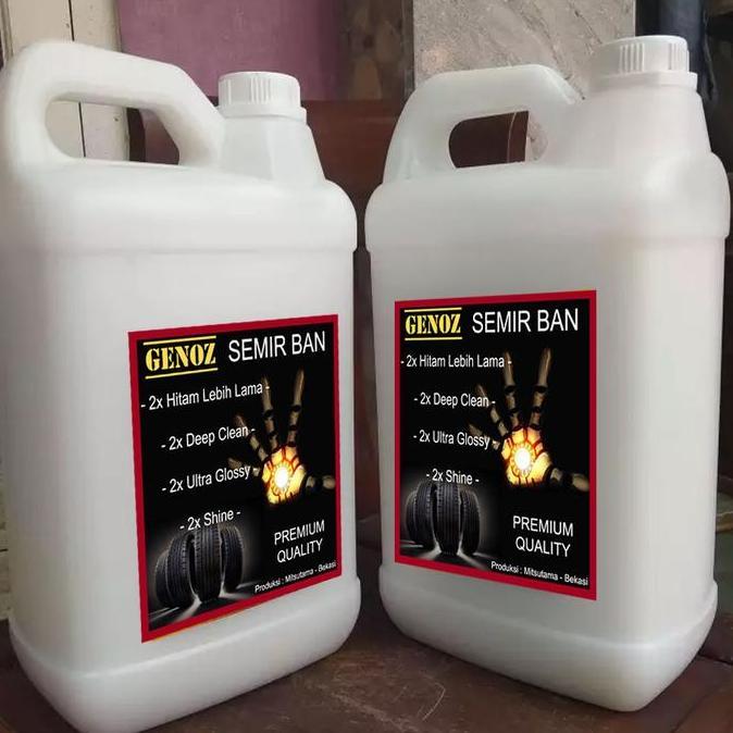 CUCI GUDANG - GENOZ Semir Ban 5 liter JUMBO -  Pengkilap Ban / Penghitam Ban Mobil Ban Motor