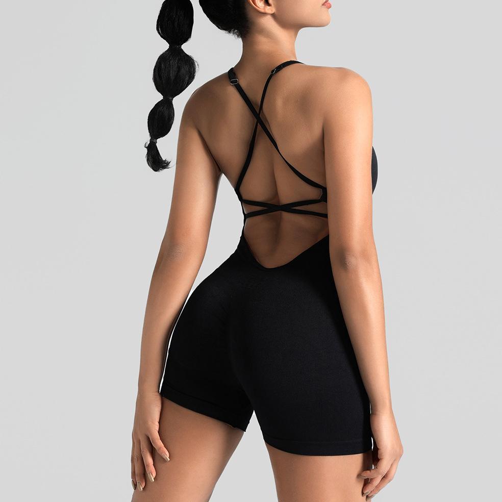 TERLARIS JUMPSUIT SETELAN YOGA WANITA SEKSI JUMPER BAJU OLAHRAGA PUNGGUNG TERBUKA