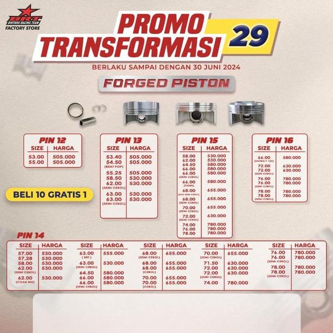 NEW PRICE - BRT forged Piston / Piston forged racing