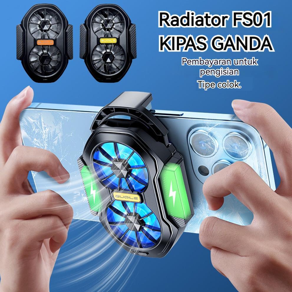 FREE ONGKIR COOLER FS01 KIPAS PENDINGIN HP GAMING KLIP ELASTIS DAN BATERAI GANDA