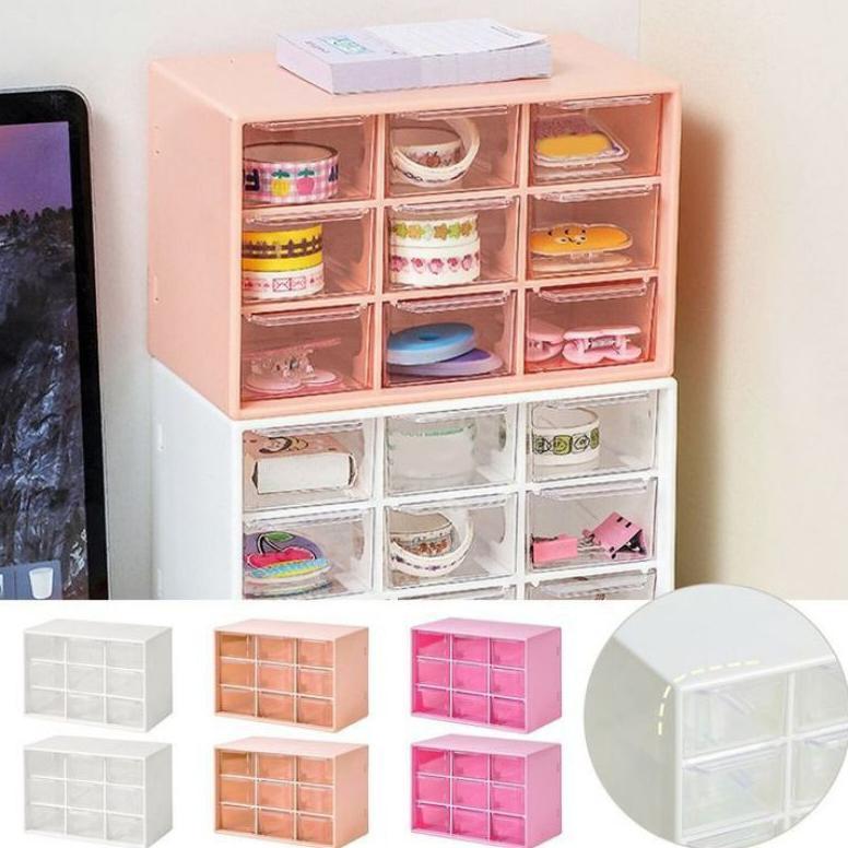 BESTPROMO Kotak Serba Guna 9 Sekat / Rak Mini 9 Sekat / Kotak Penyimpanan / Kotak Laci Perhiasan Min