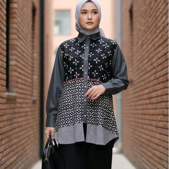 Saiara Viera Dark Saiara Viera Dark Grey Grey Motif Kemeja Batik Kombinasi