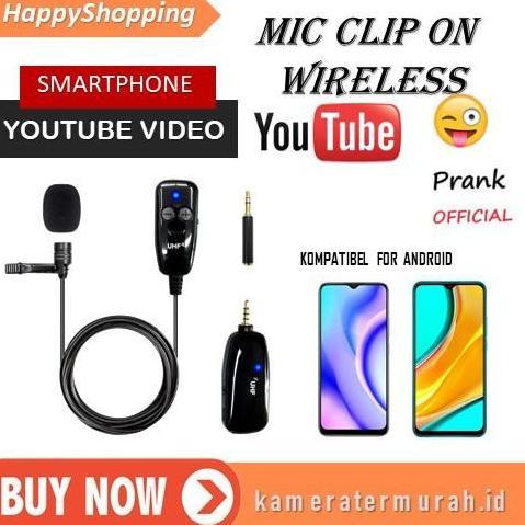 Microphone Mic Clip On Wireless UHF Youtuber PRANK VLOG untuk