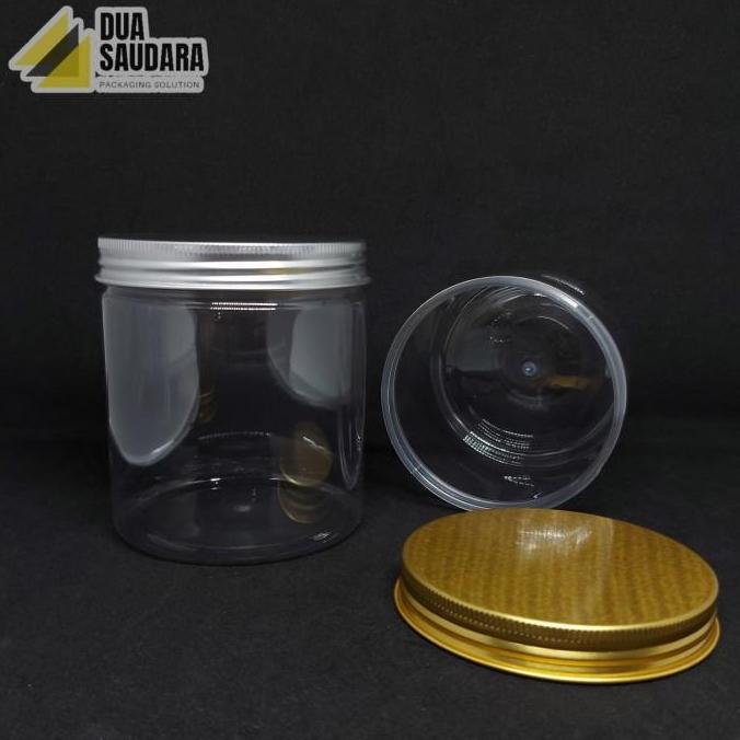 Toples jar/tabung 600 ml tutup almunium silver/gold