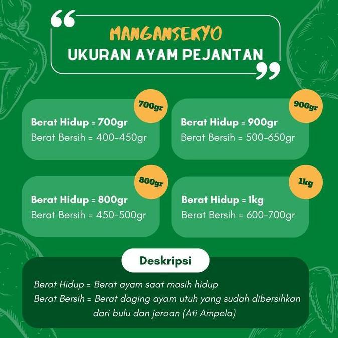 Ayam Pejantan Fresh Segar 700Gr - Daging Utuh Dengan Ati & Ampela Kode 820