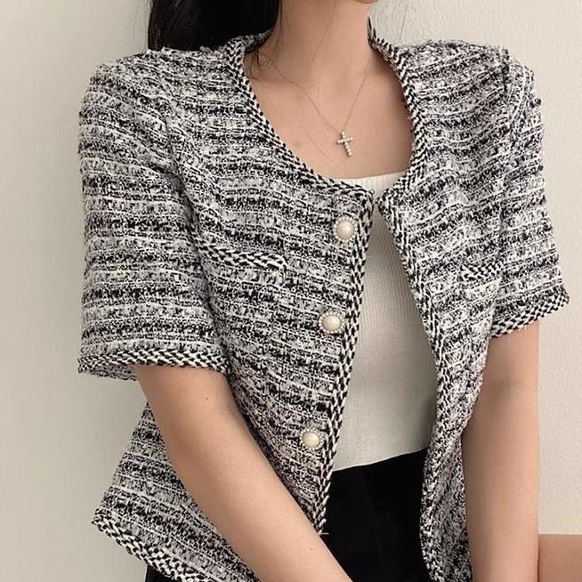 Tweed Outer Wanita Tweed Outer Wanita Top Mx994 Atasan Fashion