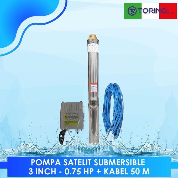 Pompa Air Submersible Satelit Torino 3 Inchi - 0.75Hp + Kabel 50M