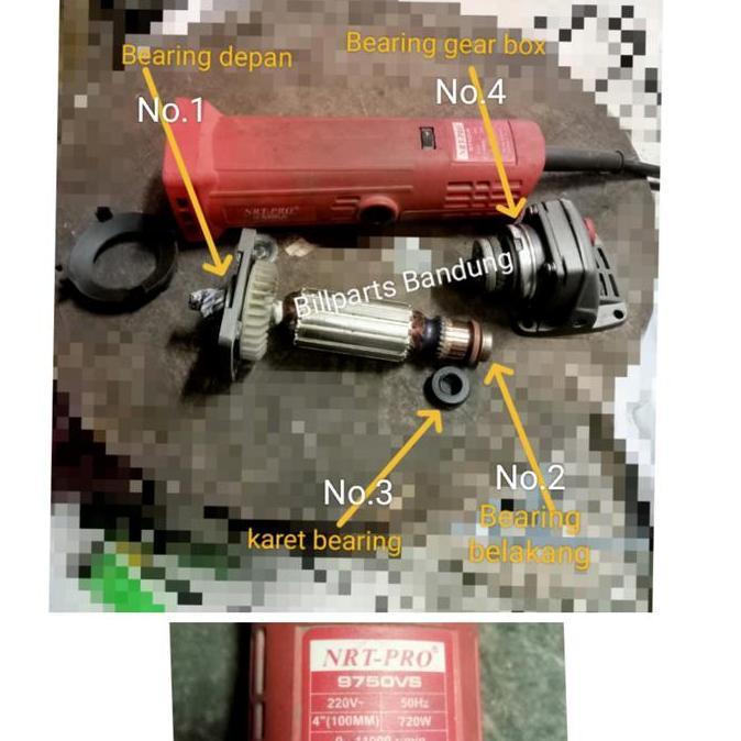 ] karet bearing NRT 9750VS gerinda tangan pro 9750 VS gear box carbon brush spul slepan kul arang ar