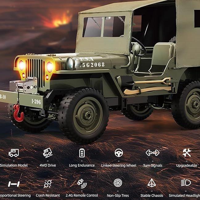 BEST SELLER RC JEEP 1/10 SCALE WILLYS HOBBY RC CAR OFF-ROAD MILITARY CRAWLER