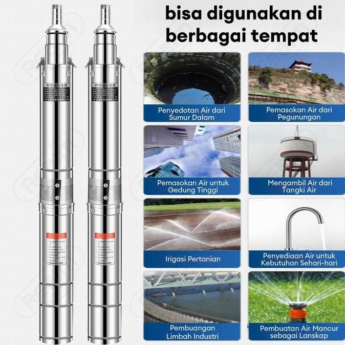 Terbaru Reaim Pompa Satelit 0.75Hp - 550 Watt Pompa Air Sumur Dalam Stainless Steel Submersible Pump