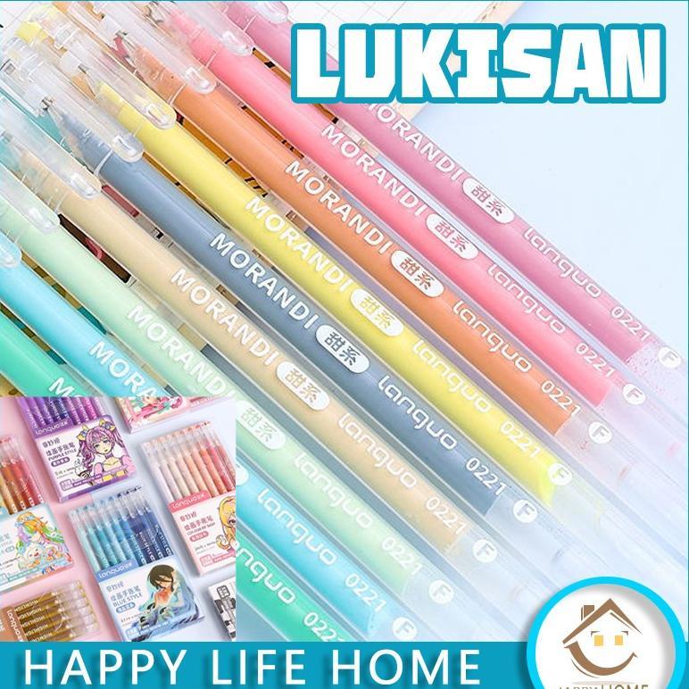 Ew-98 Winzige 9 Colors Gel Pen Set Drawing Pulpen Warna Warni Lucu Aesthetic Morandi Pastel Retro Co
