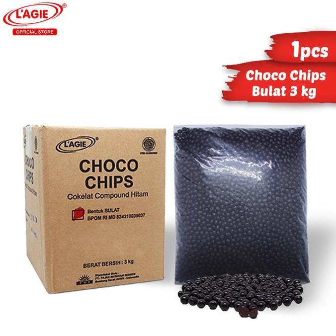 Lagie Coklat Choco Chips Kiloan Bulat Hitam 3kg