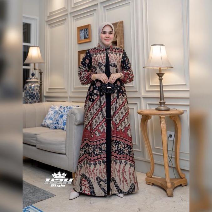 New Gamis Pesta Batik Kombinasi Jack Black Dress Batik Kondangan Mewah Paling Gamis Batik Kekinian P