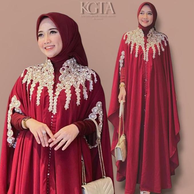 New Kgta - Kaftan Medina Full Bordir - Busui Friendly Batwing Kalong Oversize- Set Inner Gamis Dan T