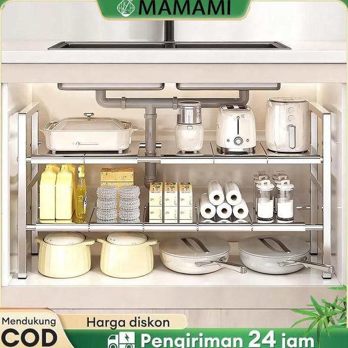 Rak Kolong Dapur Stainless Steel Rak Panci Rak Panci Bawah Wastafel Rak Bawah Wastafel rak bawah dap