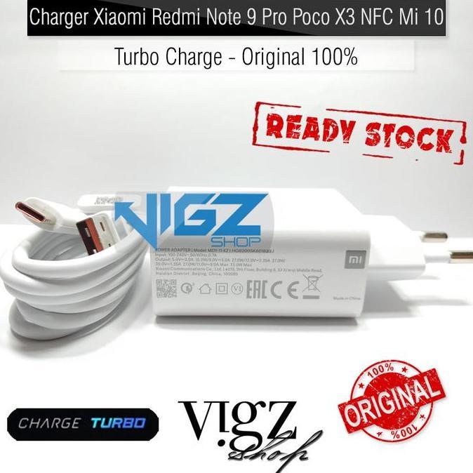 TERBARU - Charger Xiaomi Redmi Note 9 Pro Poco X3 NFC Mi 10 Turbo Charge ORI