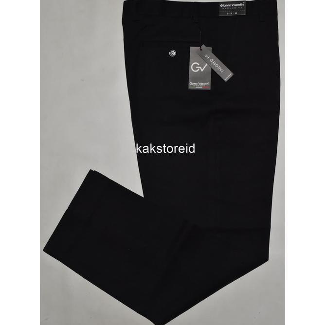 Gianni Visentin Celana Gianni Visentin Celana Kerja Hitam Formal Pria Tailored Fit Var8501