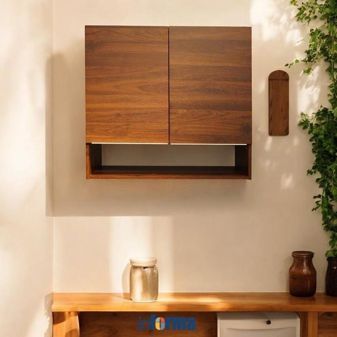 Informa Prescoot Kabinet Dinding Dapur Dengan Pintu - Cokelat Rak Gantung Tempat Penyimpanan Organiz