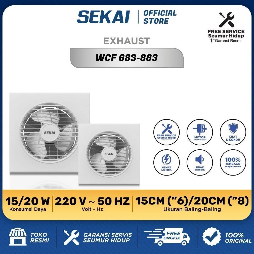 promo terbaru sekai exhaust fan dinding / kipas angin hexos 6 inch / 8 inch - wcf 683 / wcf 883 wcf6