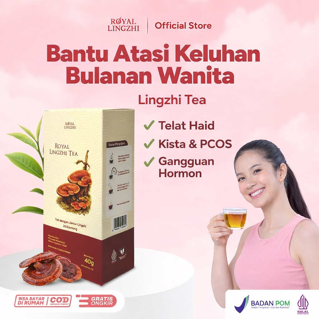 Royal Lingzhi Tea - Teh Herbal Alami Bantu Lancarkan Haid  AtasiTelat Datang Bulan Telat Haid Nyeri 
