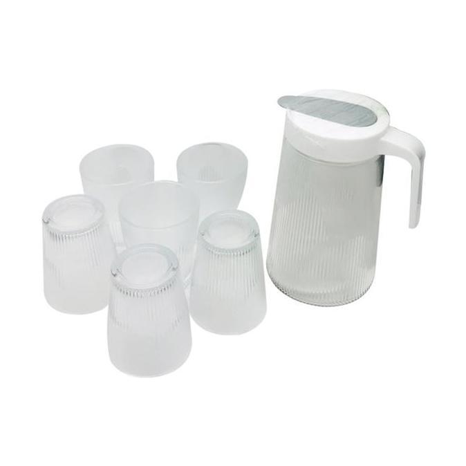 Selma Set 7 Pcs Jade Teko Minum & Gelas Transparan Water Jug Teko Air Pitcher Tempat Air Minum Wadah
