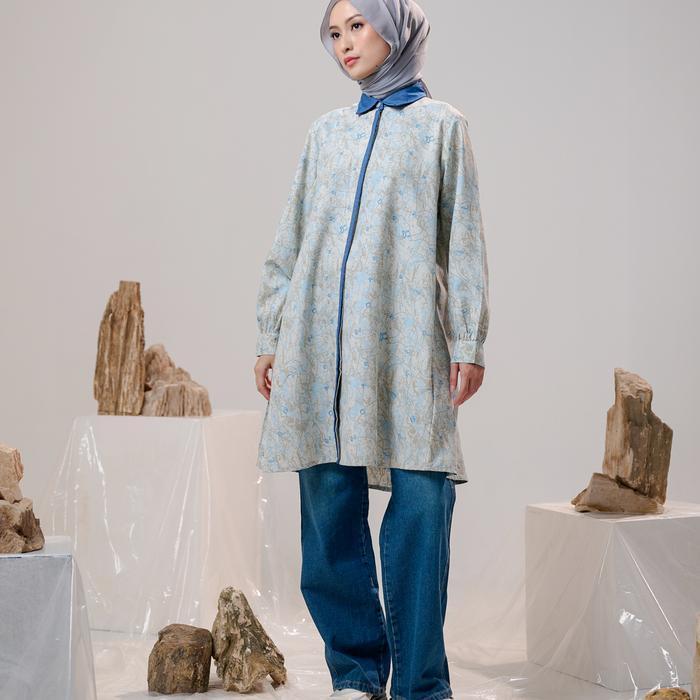 Bisa Cod - Zm Zaskia Mecca - Couple Set Blouse Gamis Tunik Kemeja Koko Pria Motif - Aksara Nusantara