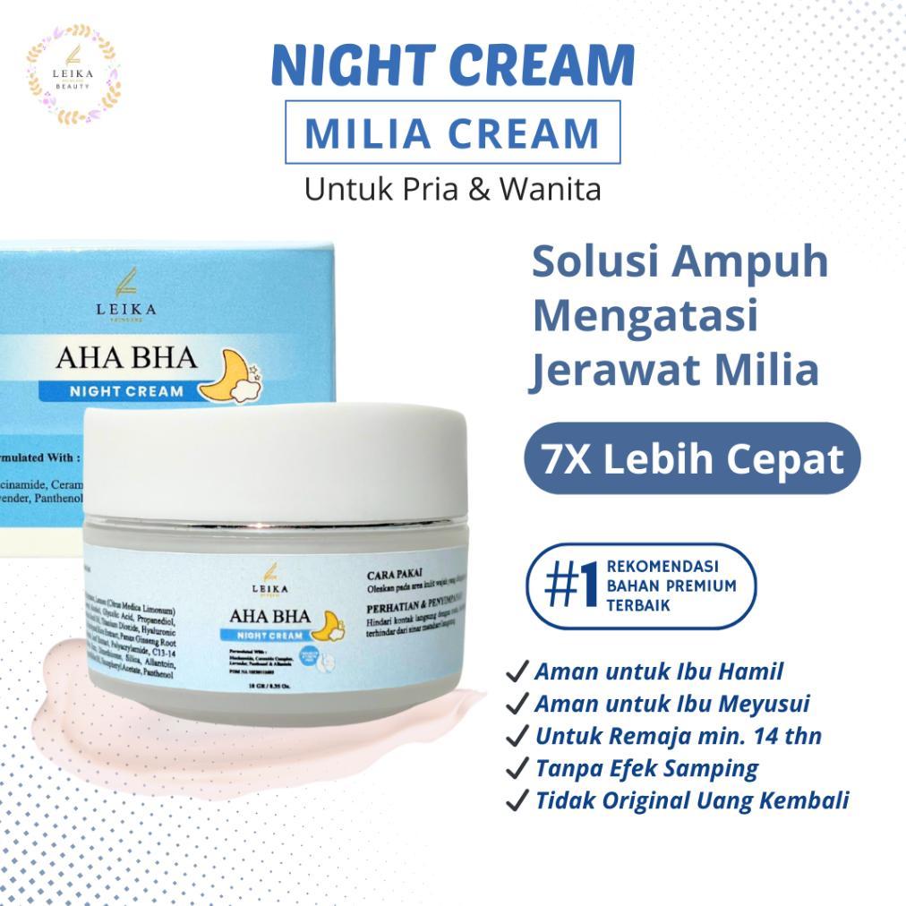 NEW AMPUH Milia Night Cream Original BPOM Leika Skincare Jerawat Milia Night Cream Krim Milia Obat M