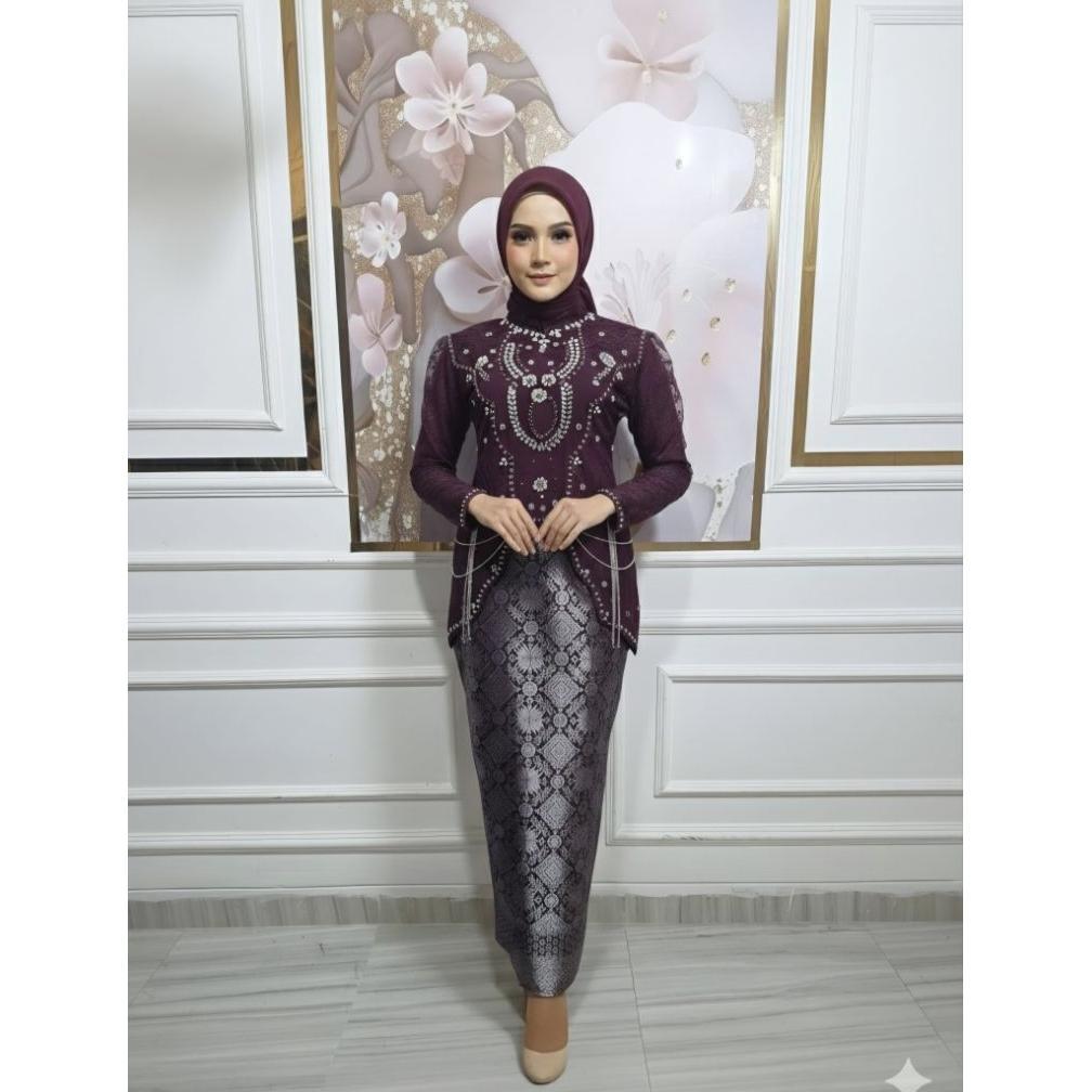 DISKON KEBAYA QIRANI FREE HIJAB KEBAYA TILE PAYET MODERN/KEBAYA WISUDA/KEBAYA LAMARAN COCOK UNTUK AC