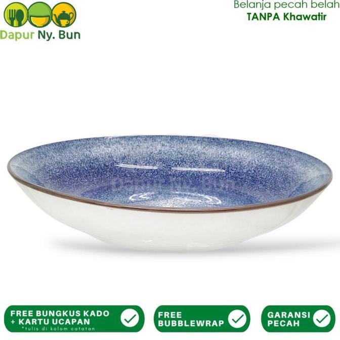 Piring Saji, Piring Makan, Mangkok Keramik Reactive Blue / Hokita