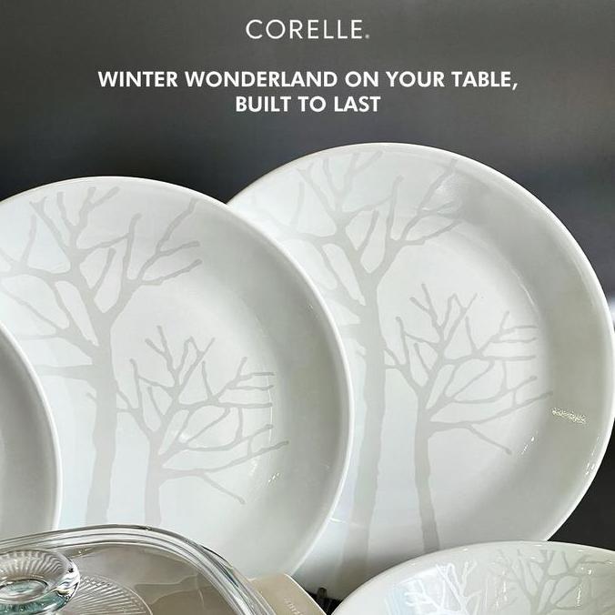 Corelle Frost Set / Set Piring Makan dan Piring Saji