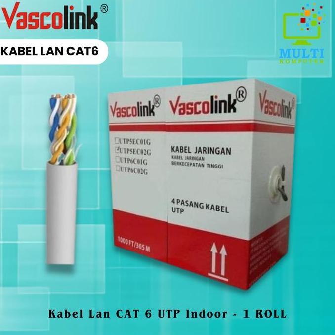 kabel lan vascolink cat 6 indoor original / asli 1 box (dus)