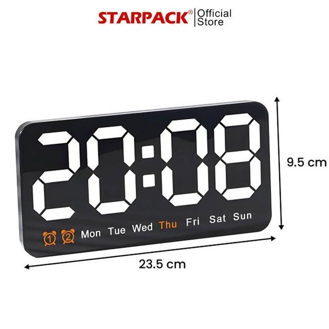 6638 Jam Dinding / Meja Digital LED Tampilan Jam / Hari / Bisa Baterai & USB