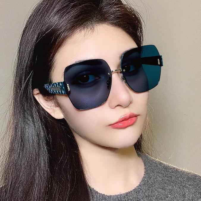 ins kacamata import mewah kacamata hitam uv400 kacamata hitam wanita tanpa bingkai kacamata anti rad