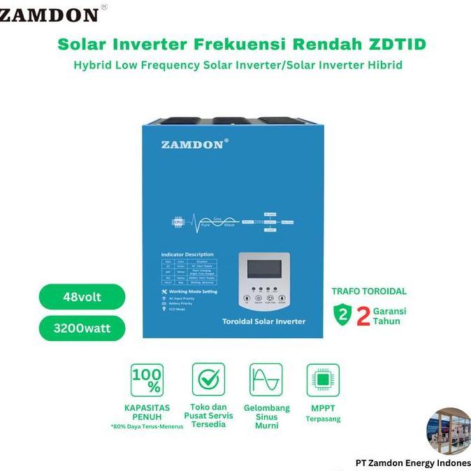 ZAMDON Frekuensi Rendah 3.2/4KVA 48V Off grid Inverter Surya Hybrid built-in 60A MPPT Dua Tahun | So