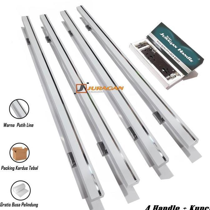 Gagang Pintu Satu Set 1 Meter - Handle Pintu Stainless Panjang - Pegangan Pintu Set Kunci