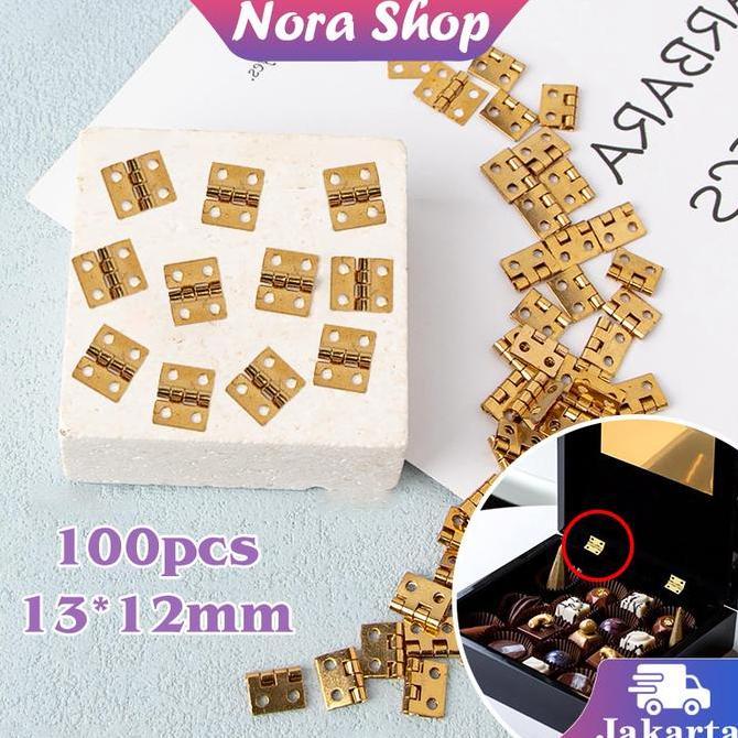 GUNEMANE 100Pcs Engsel Kecil Mini 13 X 12 Mm Engsel Kotak Perhiasan Engsel Kecil Antik