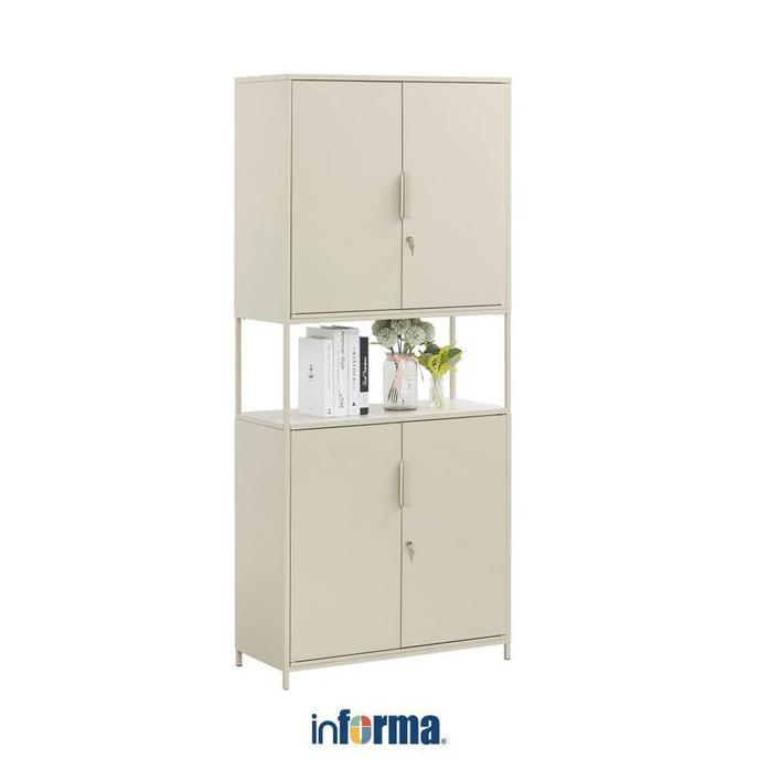 Informa Lynd Lemari Arsip Kantor Metal 4 Pintu - Krem Beige Berkas Kantor Tempat Penyimpanan Kabinet