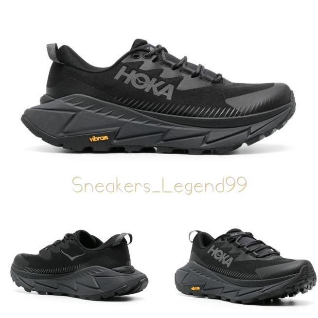 Sepatu Gunung Trail Running Pria Hoka Skyline Float X Black Vibram