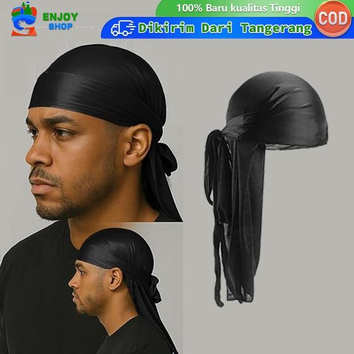 New  Durag Bandana Ekor Panjang Durag Hip Hop Durag Ikat Kepala Silk Breathable Untuk Berkendara