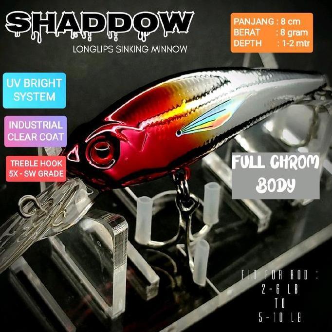 Lure " SHADOW "  8gram / 8 cm minnow lidah panjang umpan pancing ikan muara laut lais hampala gt tom