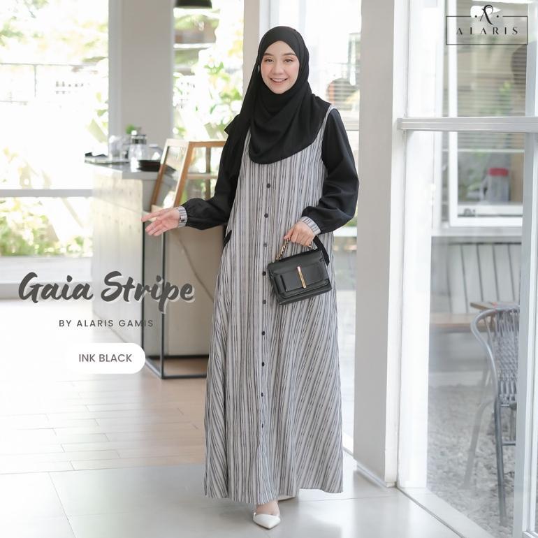 GARANSI GAIA STRIPE / GAMIS KATUN SALUR / GAMIS GARIS GARIS / GAMIS CASUAL / CASUAL DRESS / GAMIS MO