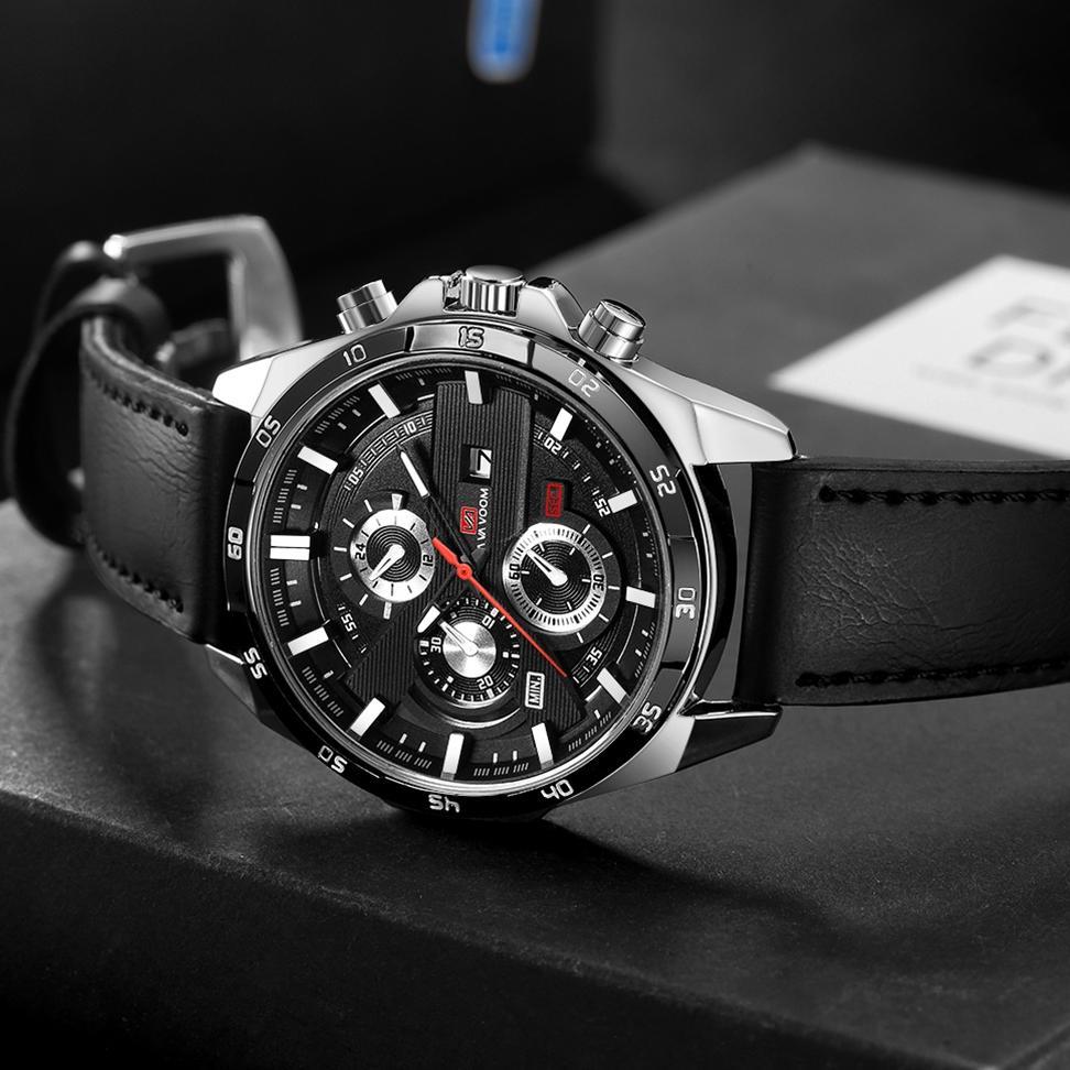 PREMIUM VA VA VOOM 216 JAM TANGAN PRIA KULIT STAINLESS STEEL ANALOG QUARTZ ORIGINAL TAHAN AIR WATCH 