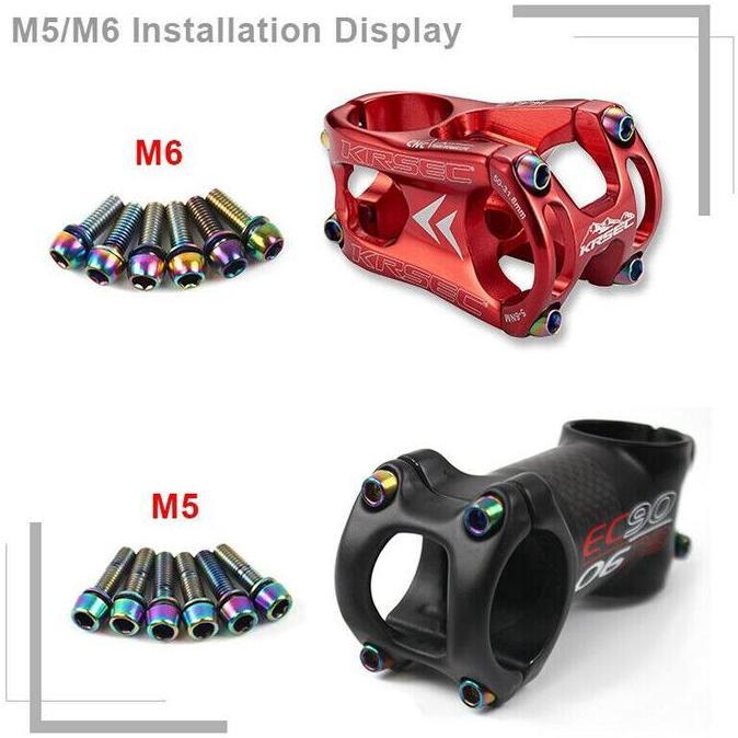 Baut Stem Sepeda MTB KRSEC Baut M5 / Baut M6 Titanium Bolts 6Pcs