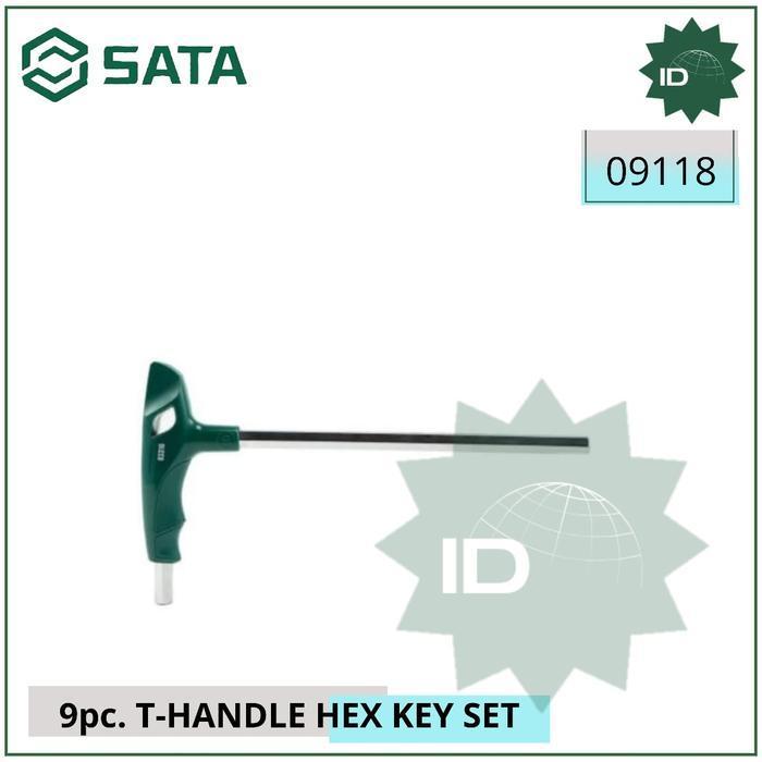 Kunci Handle T Hex 9Pc 09118 T-handle Hex Key Set Sata