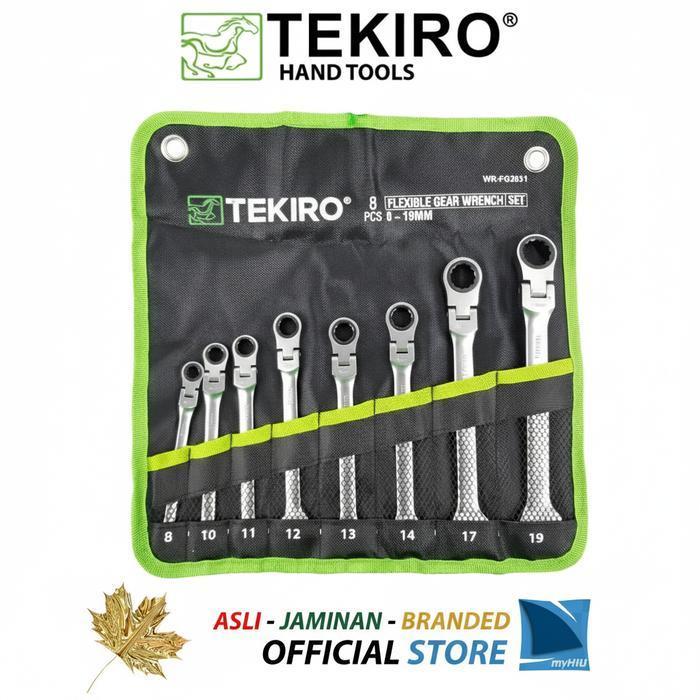 Set Kunci Pas Ring Ratchet Fleksibel Isi 8 pcs Uk. 8~19 mm TEKIRO