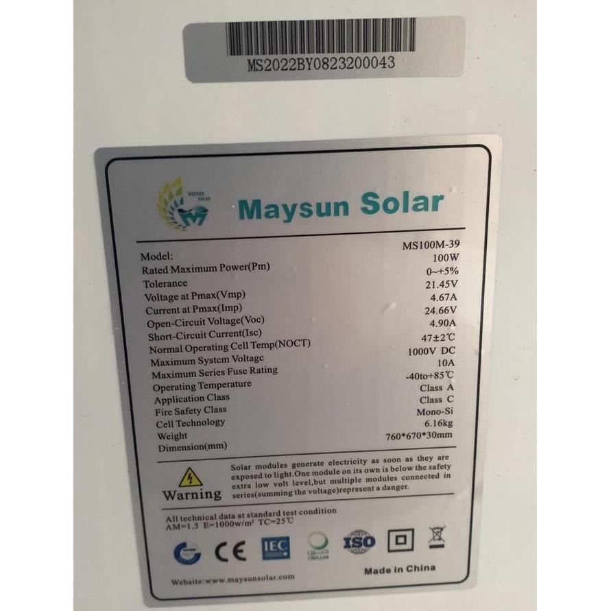 Solar panel surya 100wp Mono my solar MY100S-12