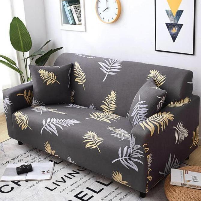 COVER SOFA SEATER sarung sofa elastis stretch elastic - COKLAT DAUN