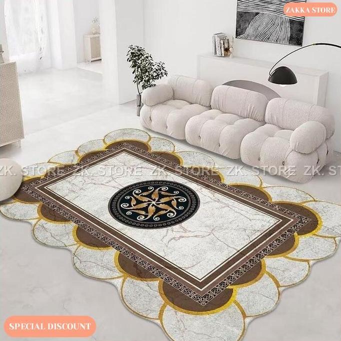 Zakka Karpet Ruang Tamu Polyester Halus / Karpet Dekorasi Rumah Ukuran 1.5 Meter / 1.8 Meter / 2.1 M